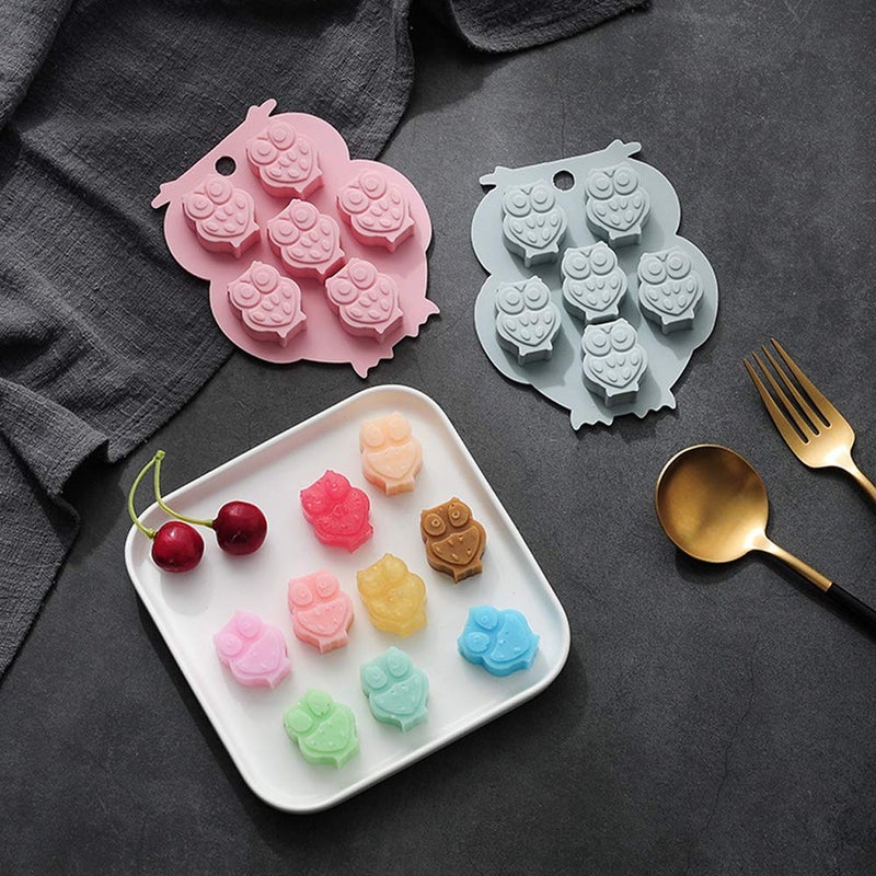 OURASHERO 2 Pack Mini Chocolate Mold Owl Shape Silicone Mold for Candy Gummy Jello Ice Cube Crayon Melt Biscuits, Cake Decoration Soap Molds Silicone Baking Mold Making Kit, Lovely & Fun for Kids - Image 3